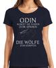 Odin schickt Raben Wölfe Kämpfen Wikinger Spruch Nordisch Runen Damen T-Shirt