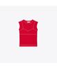 Tolibeochi Cotton And Nylon Mesh Top - Bright Red / White