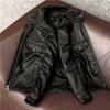 Giacca da uomo in pelle bovina a strato singolo con bavero Giacca in vera pelle Giacca da uomo corta con bavero Stile motociclista Giacca in pelle