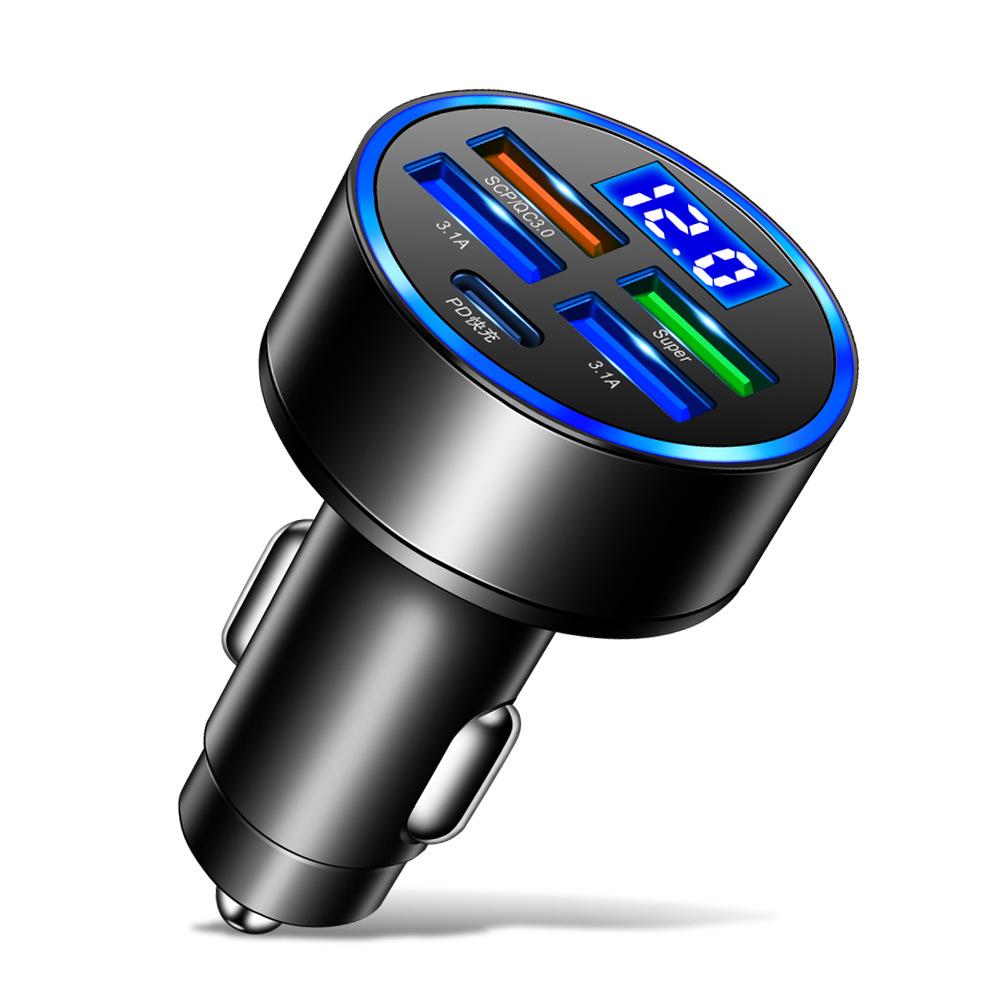 150W 5-Port Digital Display Car Charger with Voltage Display