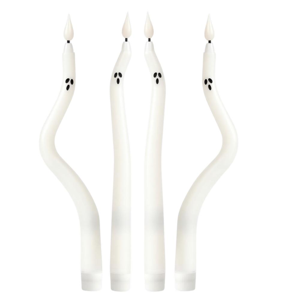 Halloween Candles with Faces and 4 Light-Up - Requires 1 AAA Battery (Batteries Not Included)