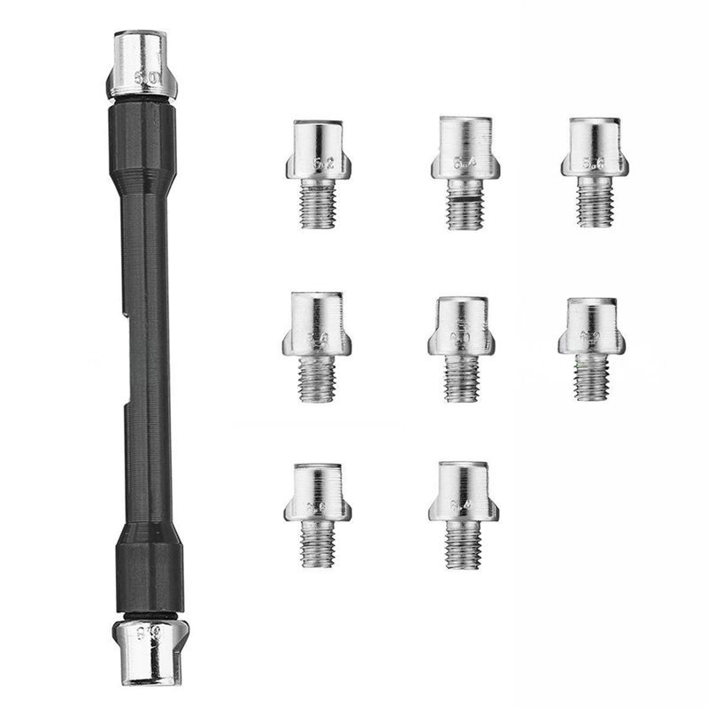 Authentic ATV, Dirt Bike & Scooter Spoke Wrench - CNC Machined With 10 Interchangeable Black Tips, Size 5.0-6.8