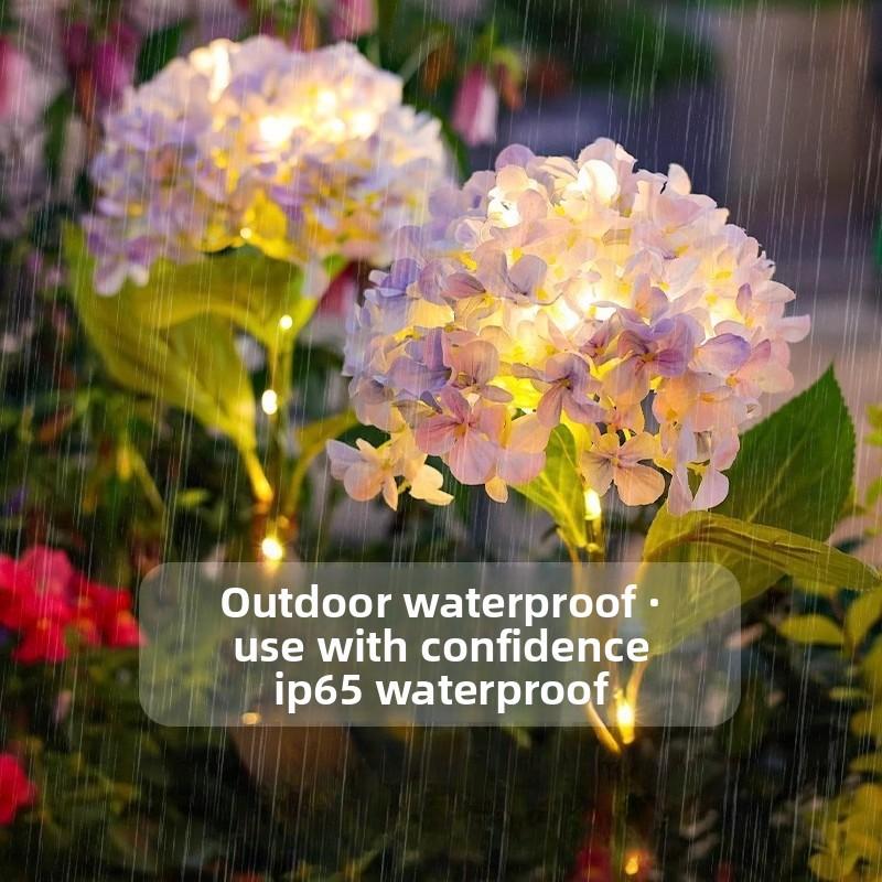 LED Solar Garden Light Outdoor Hydrangea Light Waterproof Flowers Stake Light for Garden Pathway Backyard Landscape Decorative