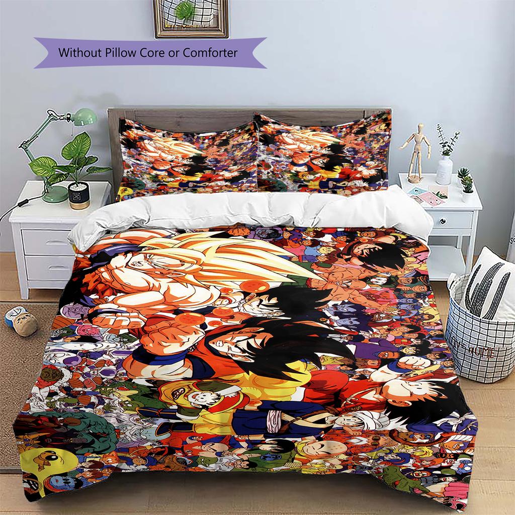 Dragon Ball Anime Bedding Set, Classic Duvet Cover Pillowcase for Bedroom Home, Perfect Gift for DBZ Fans