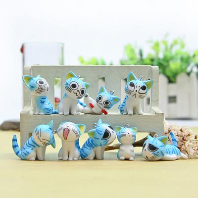 9 Stück Cartoon-Katzenfigur PVC-Kätzchen-Statue Mini-Tierfigur Haus-Büro-Schreibtisch-Dekoration Schmuckstück Geschenke für Auto-Liebhaber