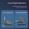 6 Heights Adjustable Laptop Stand with RGB Backlit Aluminum Alloy USB Hub Foldable Notebook Riser Bracket