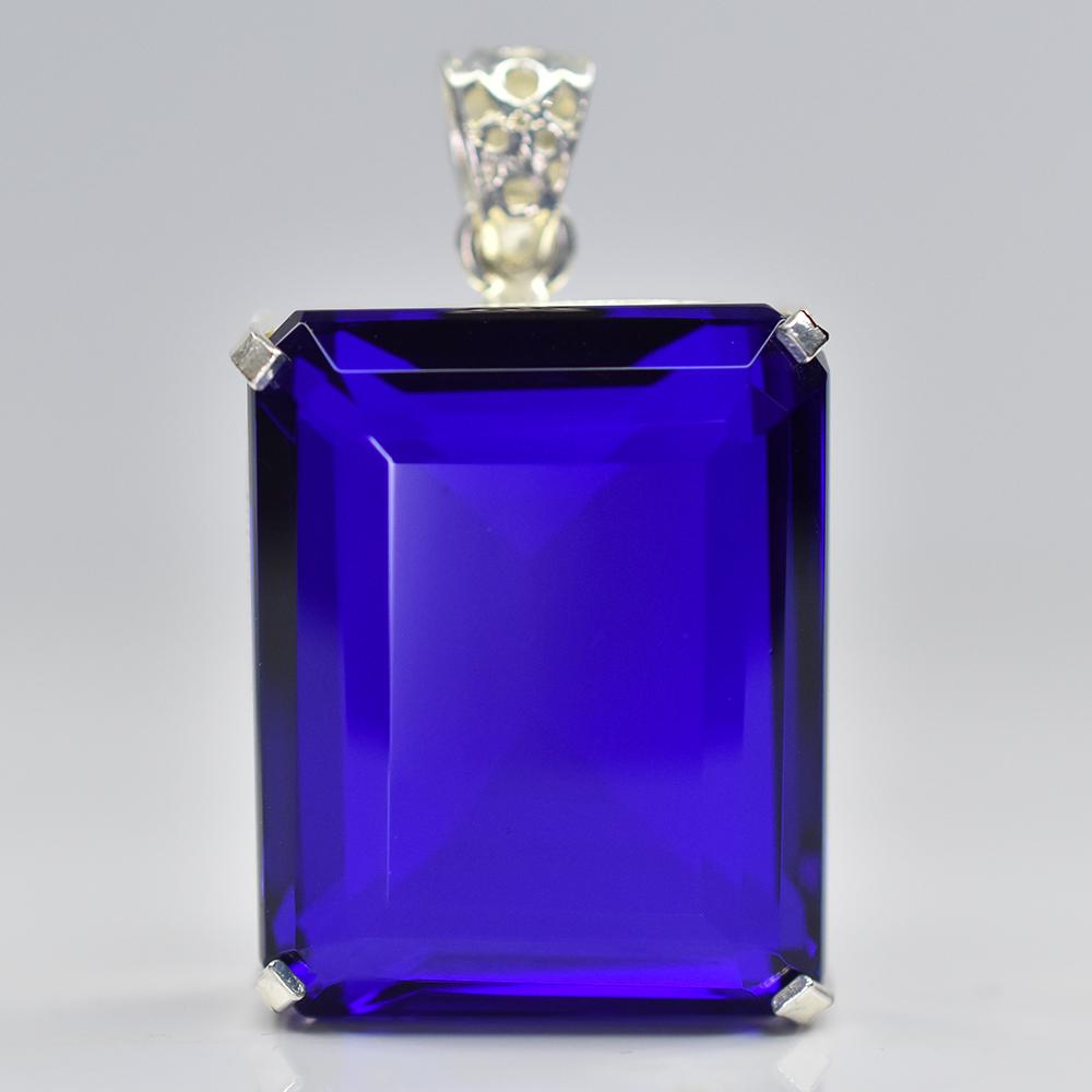 Emerald Blue Tanzanite 158 ct 925 Sterling Silver Pendant Lab-Created Gemstone Jewelry Gift