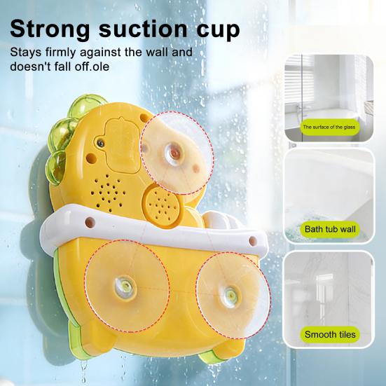 Baby Bath Toys Dinosaur Bubble Machine with Music Powerful Suction Cup Stable Non-Falling Automatic Foaming Bubble Maker for Bathtub Kids Bath Fun Toy