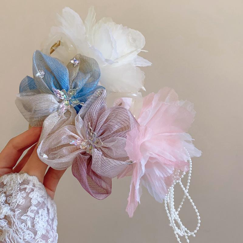 Acrylic Mesh Flower Butterfly Fringed Hairpin Exquisite Fashion Grab Clip Super Fairy Temperament Hair Accessories Woman