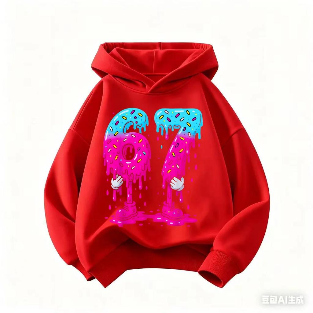 Autumn SIX SEVEN Funny Children Hoodies Level 67 Chaos Hooded Sweatshirt Kids Boy Girl Streetwear Graphic Casual Sport Pullover