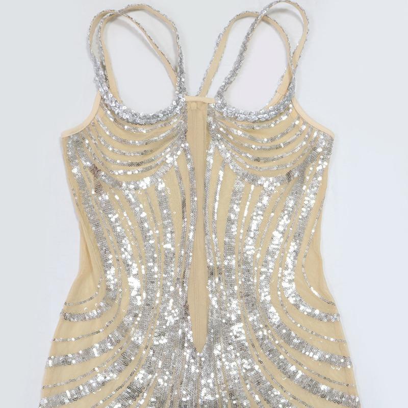 Women's Fashion Sequin Fanny Pack Hip Dress Annual Meeting Host Evening Wool Dress