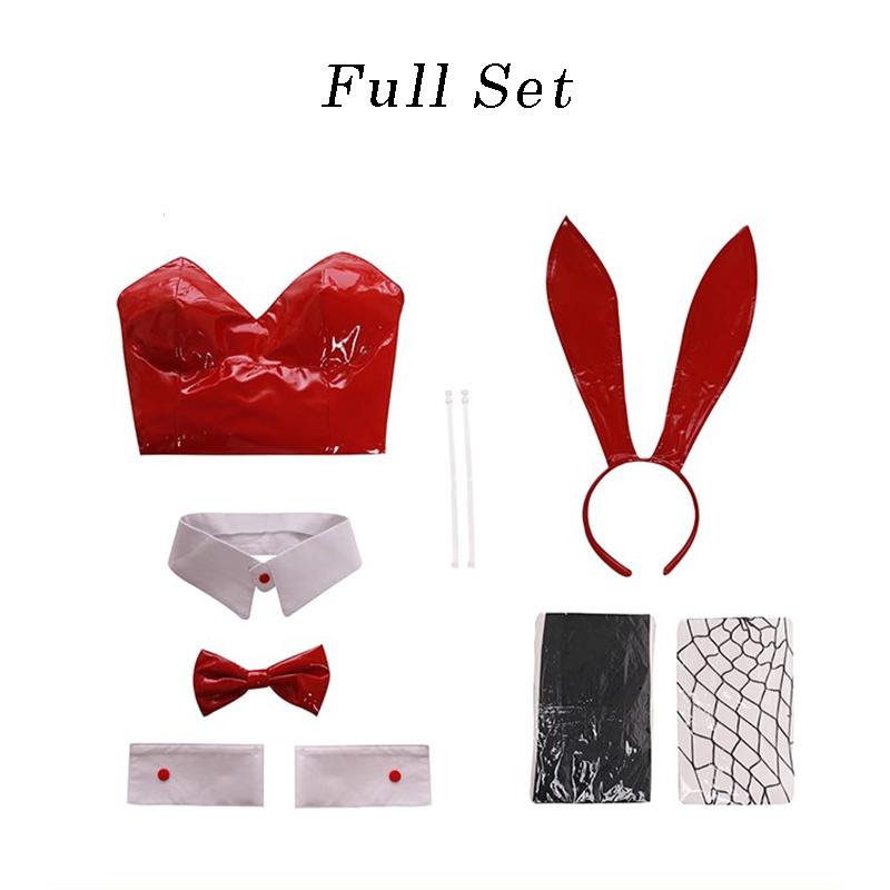 Game Red Black Bunny Suit Women Elastic Leather Fabric Sexy Cosplay Suit Halloween Christmas Jumpsuits