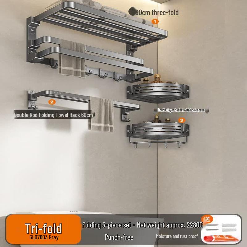 Abdo Bathroom Glass Storage Shelf with Towel Bar