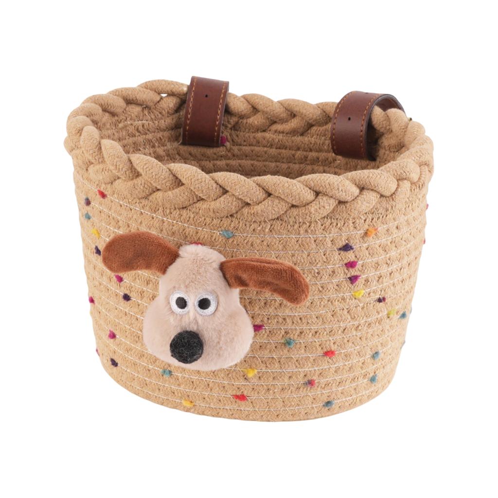 Cestino Anteriore per Bicicletta da Bambino in Corda Intrecciata Design Animale dei Cartoni Animati Cestino Portaoggetti per Manubrio per Bambini Bicicletta da Montagna e Monopattino