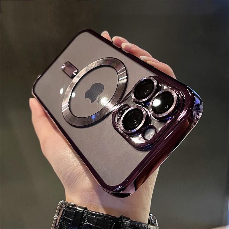 Luxury Plating For Magsafe Wireless Charge Case For iPhone 16 15 14 13 12 11 Pro Max Plus 16E Clear Soft Magnetic Silicon Cover