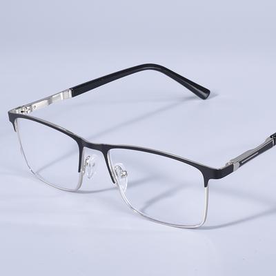 Óculos de Leitura Masculinos com Bloqueio de Luz Azul para Homens Armação de Metal Leitor de Revista Oversize Armação com Mola de Dobradiça Duas Cores +125+175+22