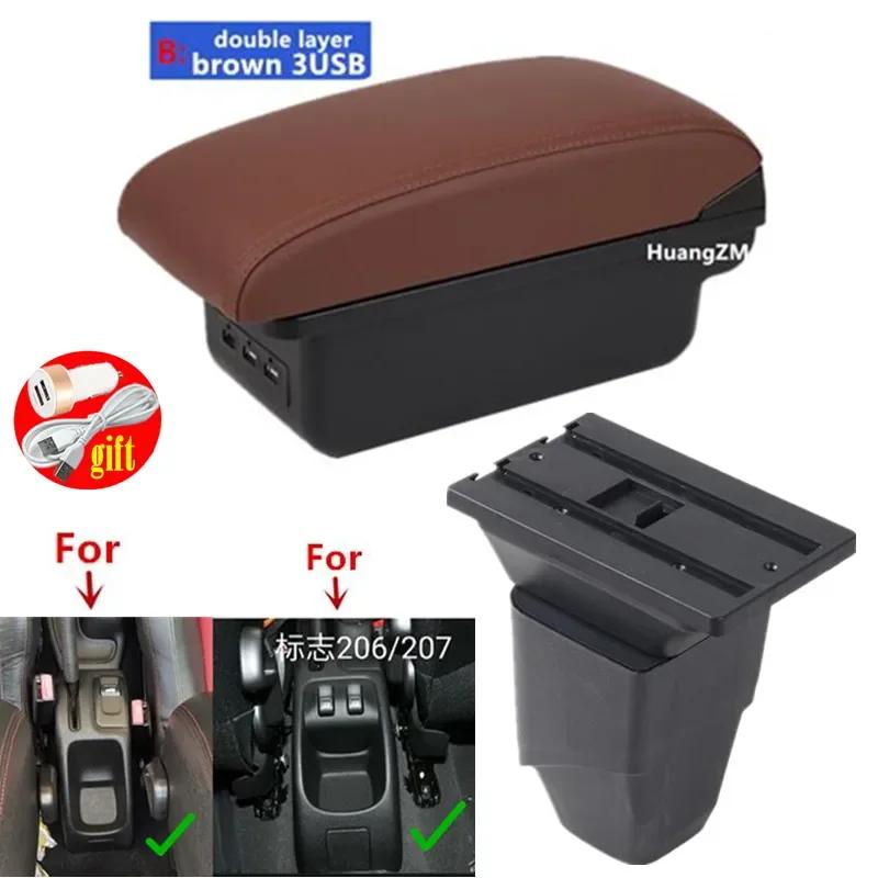 For Peugeot 206 Armrest box For Peugeot 206 207 CC Cabrio Armrest Box Central storage Box Retrofit Interior Car Accessories