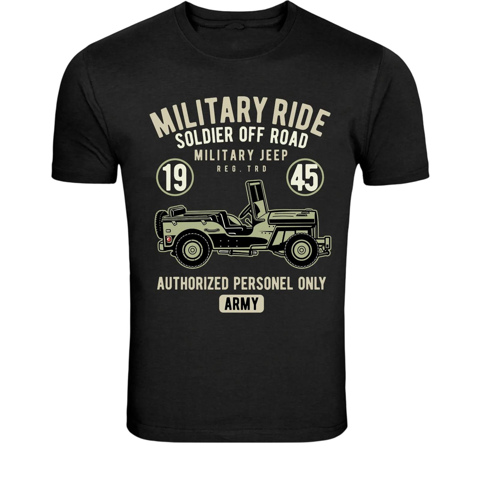 Military Ride Soldier Off Road Jeep T-Shirt - Vintage Army XXL