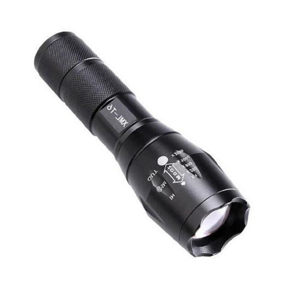 Multi-functional Zoom Strong Light LED Flashlight Adjustable Brightness Black