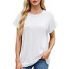 Damen S Einfarbig Rundhals Locker Kurzarm T-Shirt