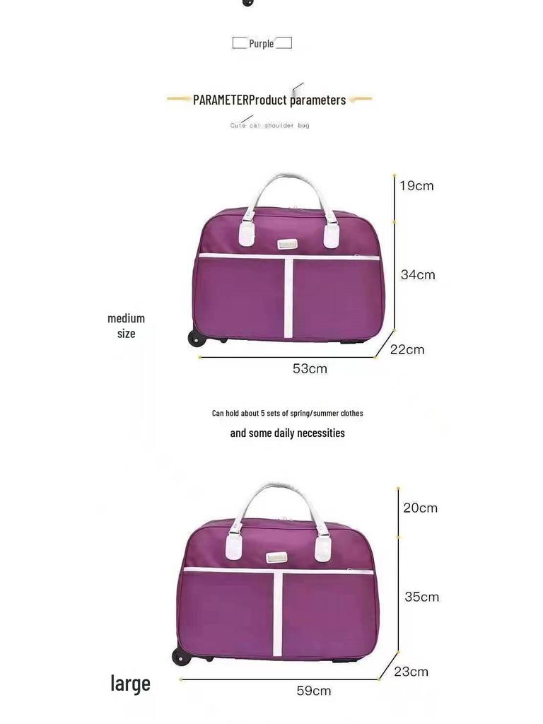 Women's Large Capacity Lightweight Trolley Travel Handbag