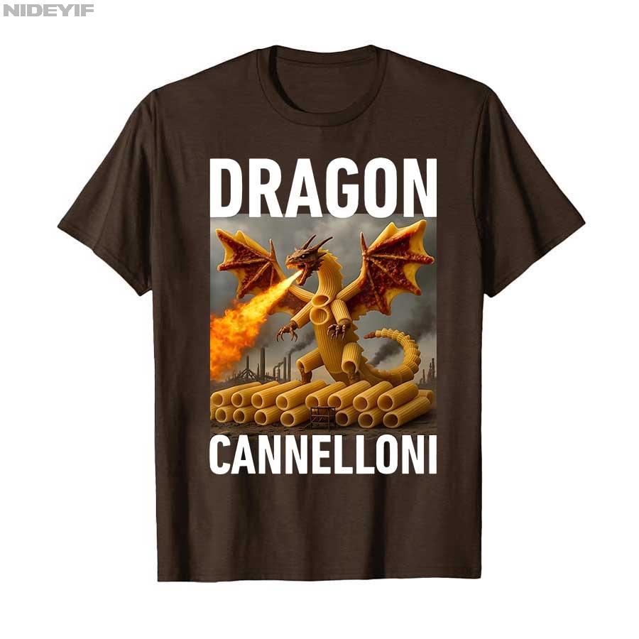 Dragon Cannelloni Italian Brainrot Meme T-shirt For Men Women 100% Cotton T Shirts Short Sleeve Tops P485