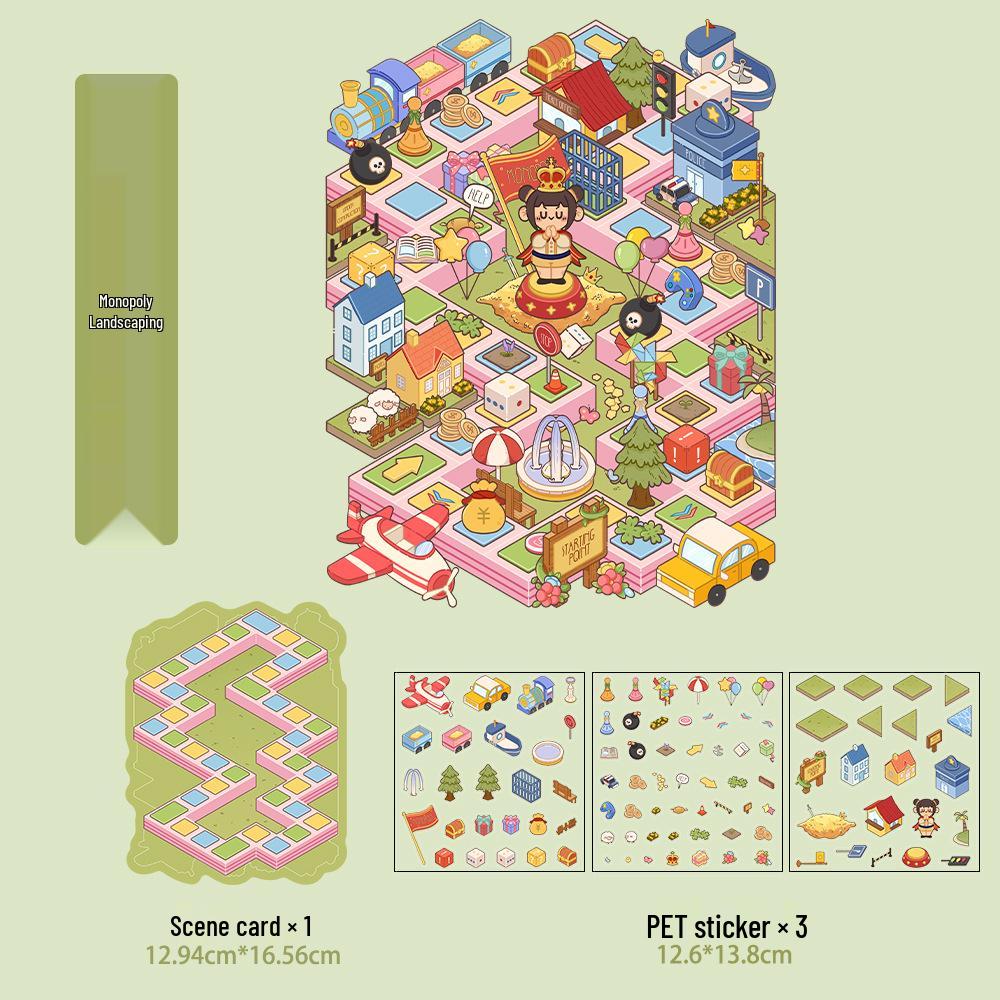 Micro Ink 3D Cartoon Decompression Stickers for DIY Miniature Scene Journals