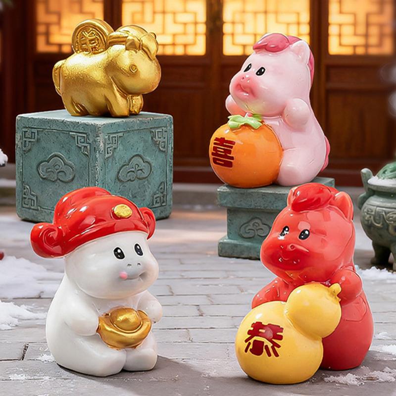 2026  Year Figurines Miniatures Cartoon Lucky Horse Micro Landscape Car Ornaments Home Desk Decorations Room Decor Gift