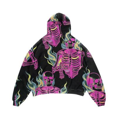 Autumn and Winter Men and Women's Skull Horror Element Pattern 3D Printed Hoodie Black Casual Pullover Suitable for Daily Wear