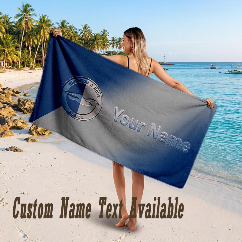 Brighton & Hove Albion Football Design Beach Towel Custom Text Large Towel for Beach Vacation