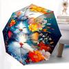 1pc Two Cats Surrounded by Colorful Flowers Automatic Opening and Closing Cartoon Umbrella - Small Umbrella Suitable for Various Occasions Y094