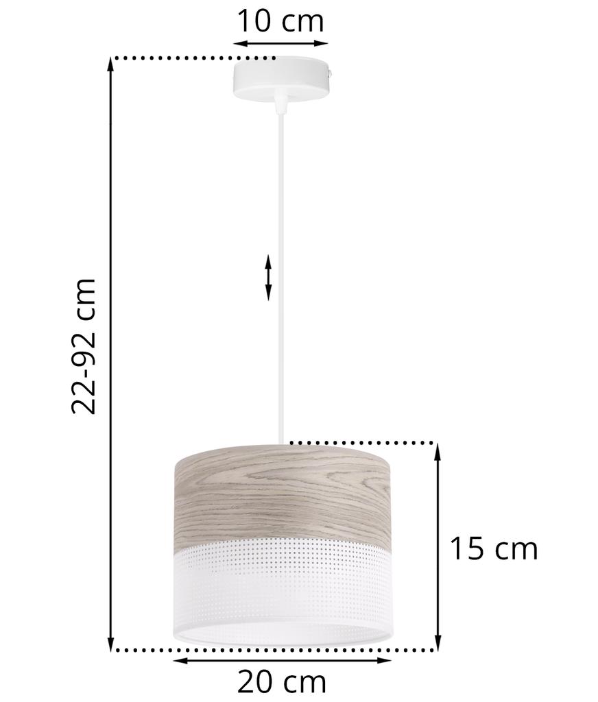 Single Hanging Lamp, White Oak Veneer Lampshade 20Cm