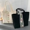 Embroidery Canvas Bag Women Shoulder Simple Travel Yoga Large Capacity Bag