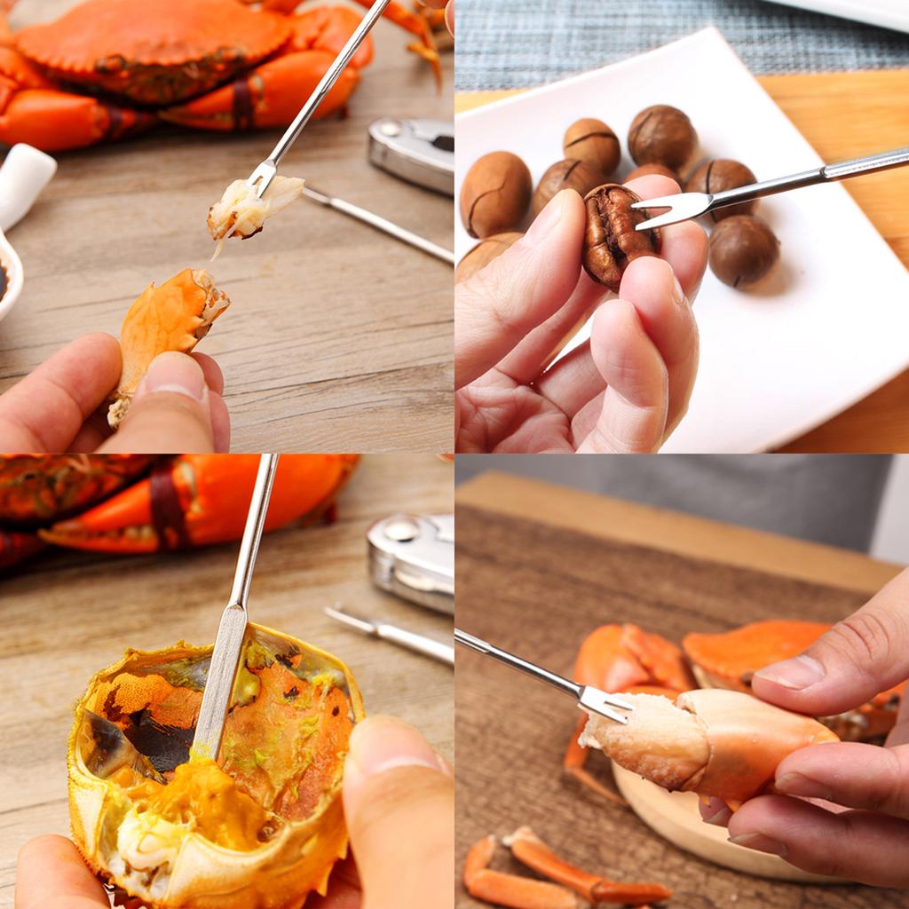 12pcs Multifunctional Seafood Pick Stainless Steel For Crab Lobster Shell Nut Cracking Tools Walnut Fork Seafood Tool Kitchen