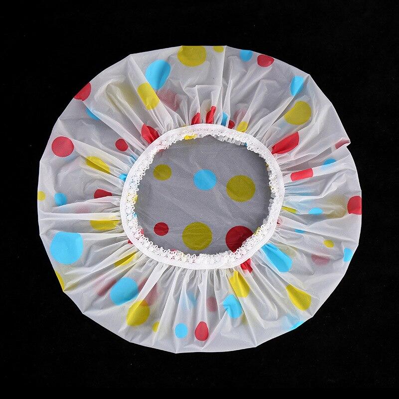 

Цветная многоразовая шапочка для душа с резинкой, утолщенная купальная шапочка для женщин, идеально подходит для парикмахерской, аксессуар для купания, водонепроницаемый