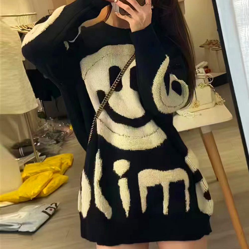 Autumn & Winter Women's Smiley Face Comfy Knit Sweater - Versatile Loose-Fit Pullover