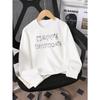 Europese maten Schattige Crewneck Sweater voor Meisjes met Kattengezichten die Letters Vormen, Zachte Comfortabele Sportkleding voor Casual Uitjes, voor Kinderen & Tieners