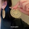 European and American Hollow Disc Metal Ear Cuff Retro Design Exaggerated Earrings Minority Fashion Fancy Earrings for Students