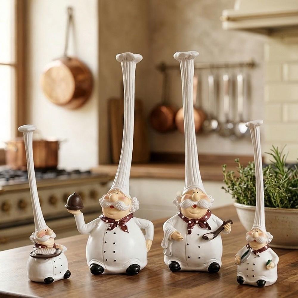 Resin Chef Figurine Home Decoration Cartoon Chef Dolls Creative Chef Statue  Dining Room