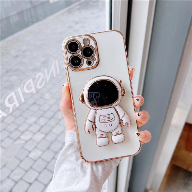 

Роскошный складной чехол для телефона с подставкой и астронавтом для iPhone 11 12 Mini 13 14 15 Pro Max X XR XS, покрытие-бампер на 7 8 Plus, чехол-держатель For iPhone 13