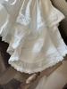 2026 New Irregular White Lace Trim Patchwork Cake Skirt: High Waist, Fluffy, Short Women's Skirt