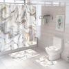 Bathroom Shower Curtain Four-piece Digital Printing Marble Waterproof Shower Curtain Toilet Partition Curtain Bath Mat