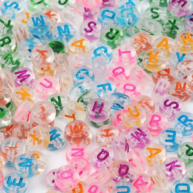 100Pcs Acrylic Flat Letter Beads Alphabet Round Smile Spacer Loose Bead For Diy Jewelry Bracelet Charm Supplies