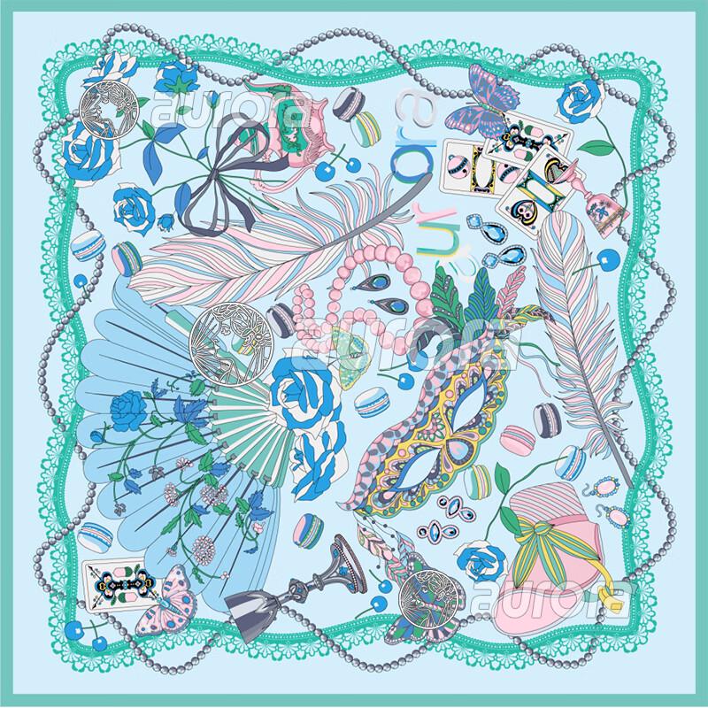 AuroraZ Silk Scarf & Brooch Set