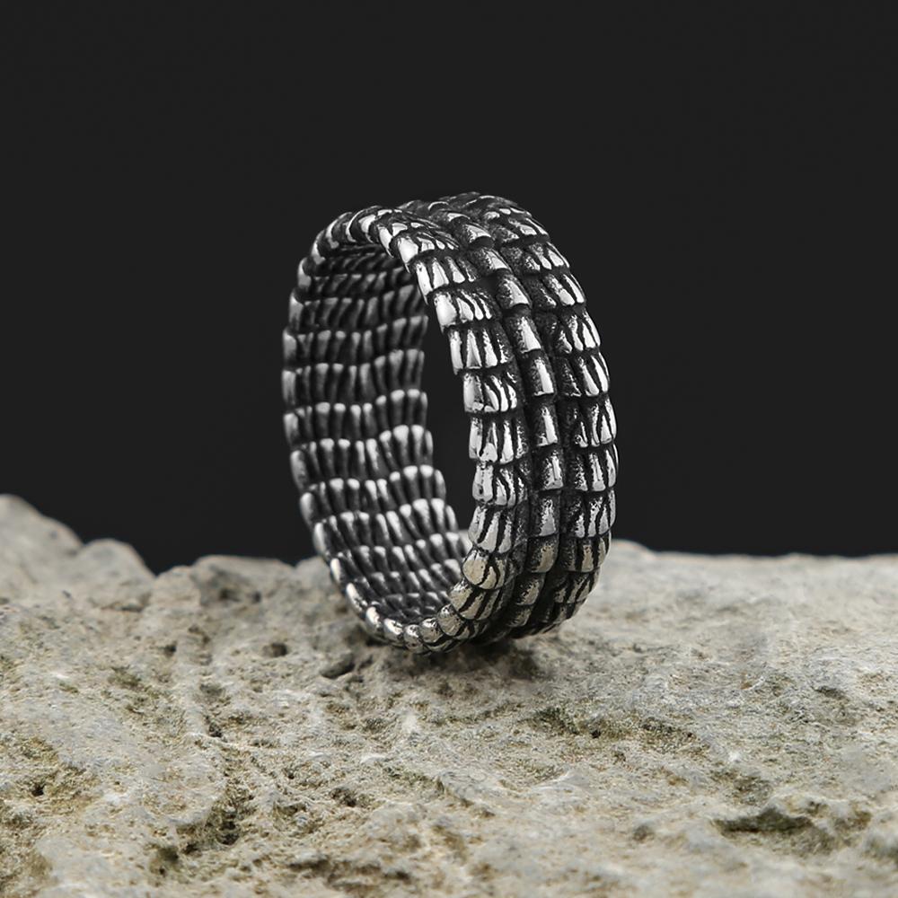 Stainless Steel Jewelry Dragon Scales Gothic Amulet Viking Rings For Men Women Norse Pagan Warrior Ring Symbolic Handmade Gift