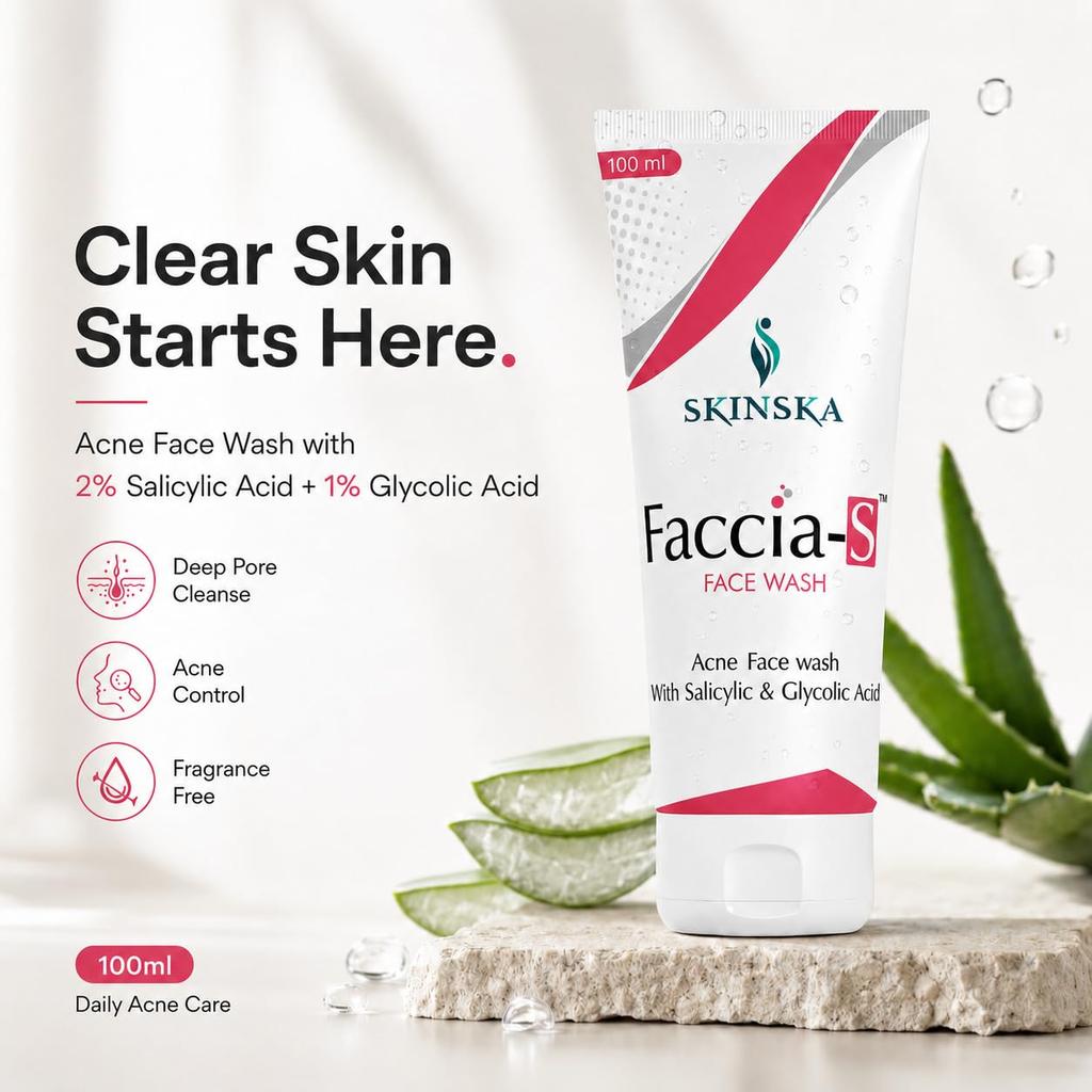 SKINSKA NATURALS Anti-Aging Face Wash Gel (200g, Pack of 2) | Glycolic Acid, Salicylic Acid & Aloe Vera | Acne, Scars, Blackheads & Oil Control |