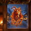 Office Window Holiday Stickers Chinese New Year Sticker, 2027 Goat Static Clings, PVC Clings for Windows Reusable Lunar Xmas Decor Home Shop