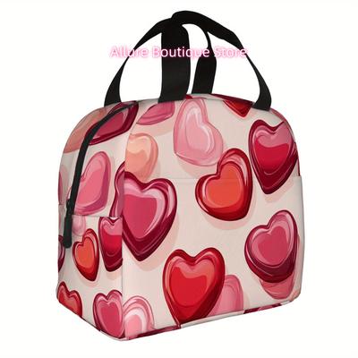 1pc, Colorful Heart Shapes Pattern Background Printed Thermal Bag Insulation Bag Insulated Bag, No Food Contact, Suitable for Ho