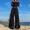 BeatStreet Punk Style Y2k Weite Jeans E-Girl Gothic Lockere Hosen Cyber Grunge Cargohosen Harajuku Hohe Taille Baggy Jeans Damen