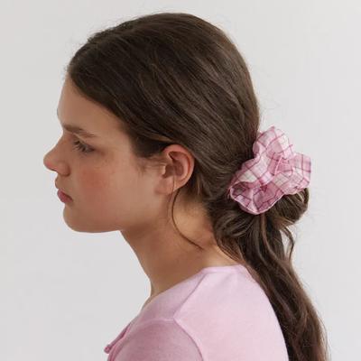 [Series PICK] Sheer Check Scrunchie - Muted Pink